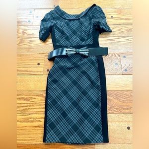 Beautiful WHBM 0P dress fully lined classic cut and lay argyle w/ bonus belt
